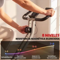 SPORTNOW Bicicleta Estática Plegable 8 Niveles Resistencia Magnética Monitor LCD Asiento Ajustable Sensor Ritmo Soporte Teléfono(m-5)