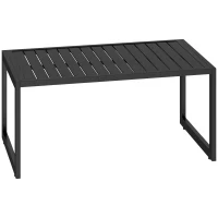 Outsunny Table basse extérieure avec plateau à lattes, cadre en aluminium, pour balcon, patio, terrasse, 90 x 50 x 42 cm, noir(m-11)