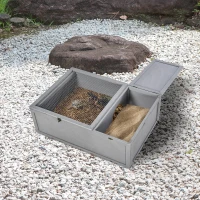 PawHut 94 cm Wooden Tortoise House Turtle Habitat Small Reptile Cage Enclosure with Two Room Grey(m-2)