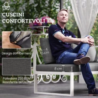 Outsunny Salotto da Giardino Angolare con Poltrona Reclinabile, 2 Divanetti con Cuscini e Tavolino, Grigio(m-6)