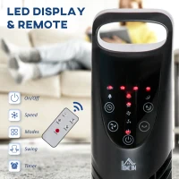 HOMCOM 31 Inch Bladeless Oscillating Tower Fan with 70° Oscillation, Remote Control, 7.5H Timer, 3 Speed 3 Modes, Electric Floor Standing Cooling Fan for Home Bedroom Office, Black(m-6)