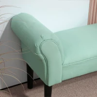 HOMCOM Banco de Pé de Cama Estofado em Linho Sintético com Pés de Madeira Braços e Assento Acolchoado, Verde Claro(m-9)