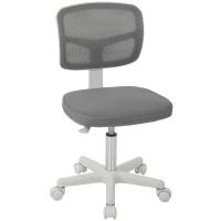 Vinsetto Chaise de Bureau Ergonomique Sans Accoudoirs, Fauteuil de Bureau Pivotant, Dossier Courbé en Maille et Roulettes, Gris(m-16)