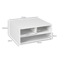 HOMCOM Mobile Porta Stampante da Ufficio con 3 Ripiani Aperti a 2 Livelli, 47x40x22.5 cm, Bianco(m-3)