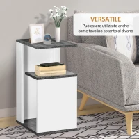 HOMCOM Set 2 Comodini Moderni dal Design Irregolare con Ripiano Aperto in Truciolato, 35x29.5x60 cm, Grigio e Bianco(m-3)