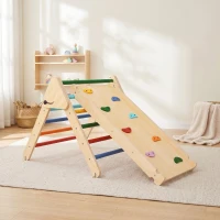 AIYAPLAY Triangle escalade enfants 3 en 1, rampe double-face pour grimper et glisser, charge 50 kg, 147x64,5x63cm, multicolore(m-2)