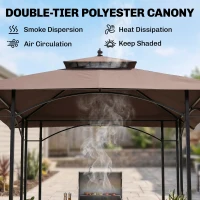 Outsunny 2.5 x 1.5m BBQ Tent Canopy Patio Outdoor Awning Gazebo Party Sun Shelter - Coffee(m-4)