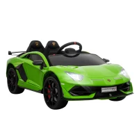 HOMCOM Macchina Elettrica per Bambini con Telecomando Marchio Lamborghini Aventador, Età 3-8 Anni, Verde(m-1)