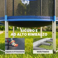 SPORTNOW Trampolino Elastico da Giardino Ø244x240 cm con Rete di Protezione e Scala, in Acciaio e PP, Blu(m-6)