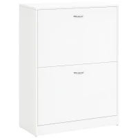 HOMCOM Zapatero Moderno Zapatero de Entrada Recibidor Estrecho con 2 Cajones y Estantes Ajustables para Pasillo 60x24x80 cm Blanco(m-1)