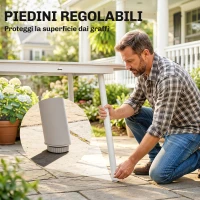 Outsunny Tavolo da Giardino per 6 Persone, Rettangolare 140x80 cm con Piano in WPC(m-7)