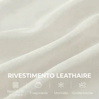 HOMCOM Divano 2 Posti Imbottito in Tessuto Effetto Pelle Traspirante, Imbottitura Spessa, 2 Cuscini, Braccioli, per Soggiorno, Crema(m-5)