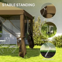 Outsunny 3 x 3 m Pop Up Gazebo, 420D Garden Tent Canopy with Removable Mesh Sidewall Netting, Carry Bag for Garden Patio Outdoor, Khaki(m-6)
