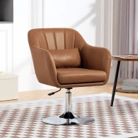 HOMCOM Swivel Accent Chair, Microfiber Cloth Tub Vanity Chair, Modern Armchair with Adjustable Height and Lumbar Support for Living Room Bedroom Salon Make up Room Dressing Table, Brown(m-10)