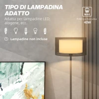 HOMCOM Lampada da Terra Moderna con Doppio Paralume e Interruttore a Pedale, Ø33 x 152.5 cm, Nero(m-7)