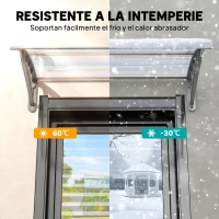 Outsunny Marquesina para Puertas y Ventanas 100x75 cm con Paneles de Policarbonato Barra de Aluminio Transparente(m-6)