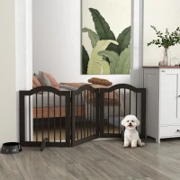 PawHut Hunde-Absperrgitter, 3 Paneele, klappbar, Massivholz und MDF, 154,5 x 29,5 x 61 cm, Kaffee(m-10)