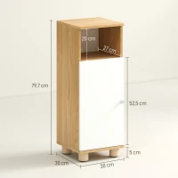 HOMCOM Mobiletto Bagno Salvaspazio con Armadietto a 2 Ripiani e Vano Aperto, 30x30x79.7 cm, Bianco e Legno(m-3)