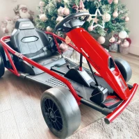 HOMCOM 24V elektrische go-kart voor kinderen, tot 13 km/u, met driftfunctie, 2 motoren, rood, 8-12 jaar(m-11)