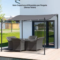 Outsunny Telo di Ricambio per Pergola da Giardino 3x3 m con 16 Fori di Drenaggio, 297x297 cm, Grigio(m-8)
