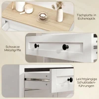 HOMCOM Sideboard Küchenschrank mit Schublade, Doppeltür, Verstellbarer Einlegeboden, für Wohnzimmer, 78,5 x 35 x 80 cm Weiß(m-7)