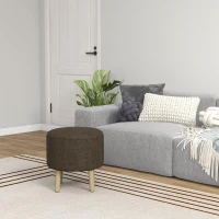 HOMCOM Round Ottoman Stool with Storage, Linen Fabric Upholstered Foot Stool with Padded Seat, Hidden Space and Wood Legs(m-10)