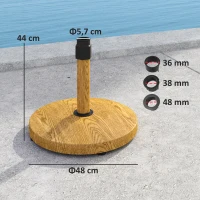 Outsunny Base per Ombrellone a 4 Ruote con Freni, in Cemento e Metallo, Ø48x44 cm, Color Legno(m-3)