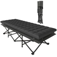 Outsunny Feldbett faltbar Campingbett mit Tragetasche Campingliege bis 200 kg Indoor, Outdoor, 200 x 80 x 40 cm Schwarz(m-12)