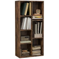 HOMCOM Seven-Cube Bookcase - Rustic Brown Wood Effect(m-1)