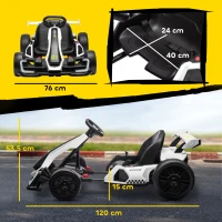 HOMCOM 24V Electric Go Kart for Kids with Adjustable Seat for 6-12 Years, White(m-4)