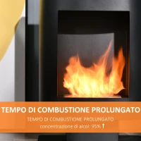 HOMCOM Camino a Bioetanolo con Serbatoio da 0.9L, Copertura fino 20㎡, 46.5x53x65cm, Nero(m-6)