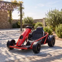 HOMCOM 24V elektrische go-kart voor kinderen, tot 13 km/u, met driftfunctie, 2 motoren, rood, 8-12 jaar(m-9)