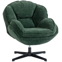 HOMCOM Modern Wingback Accent Chair, Velvet Armchair with Four-Star Base, S-Springs, Swivel, Dark Green(m-11)