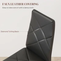 HOMCOM Set of 6 Faux Leather Dining Chairs - Black(m-5)