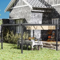 Outsunny Verstellbare Garten-Pergola, Pavillon mit Aluminium-Rahmen, Outdoor-Baldachin, für Garten, Balkon, Terrasse, Beige(m-10)