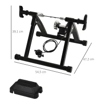 HOMCOM Home Trainer pour vélo Support entraînement vélo VTT Trainer magnétique Pliable 5 Niveaux de résistance réglable Noir(m-3)
