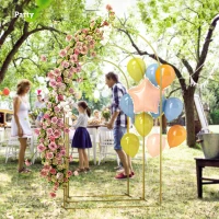 Outsunny Wedding Arch Frame Set, 2.2, 2, 1.8 m Metal Backdrop Stand Set of 3, Balloon Stand Set for Birthday Party, Bridal Shower, Graduation, Ceremony, Banquet Decorations, Gold Tone(m-7)