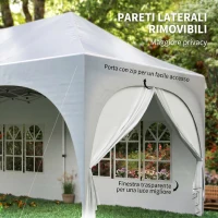 Outsunny Gazebo da Giardino Pieghevole 3x6 m con Pareti Rimovibili e Borsa di Trasporto, Bianco(m-7)