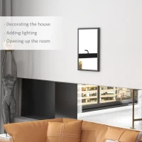 HOMCOM Wall Bathroom Mirror, 60 x 40 cm Wall-Mounted Mirror for Living Room, Bedroom, Hallway, Black(m-4)