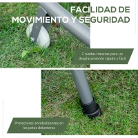 Outsunny Tumbona Doble con Toldo Ajustable Tumbona de Jardín para 2 Personas con Cojines y 2 Ruedas 200x175x134 cm Gris(m-7)