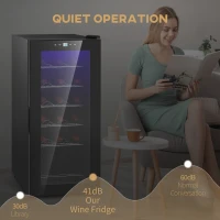HOMCOM 18-Bottle Narrow Wine Fridge, with Lights - Black(m-9)