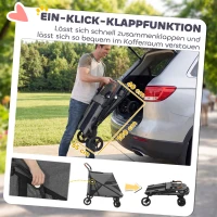 PawHut Hundewagen Faltbar Hundebuggy für große Hunde bis 30 kg mit 360°Drehrädern Netzfenster Kissen Verstellbarer Griff Grau(m-7)