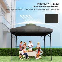 Outsunny Toldo de Substituição 3x3 m com Teto Duplo Orifícios de Drenagem e UPF 30+ Apenas Toldo NÃO Inclui Estrutura Cinzento Claro(m-5)