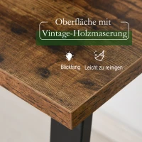 HOMCOM Schreibtisch, Computertisch, PC Tisch, Bürotisch,Industrie-Design, Spanplatte, Stahl, Braun 115 x 58 x 74,5 cm(m-5)