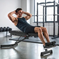 SPORTNOW Panca Regolabile con Bande di Resistenza, Pieghevole Inclinata/Declinata/Piana(m-8)