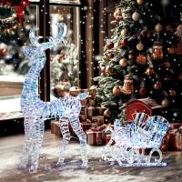 Outsunny Renne et traîneau lumineux de Noël avec 170 LED blanc chaud, décoration de Noël pour intérieur et extérieur, 60x29x115cm(m-2)