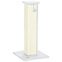 PawHut Griffoir pour chat poteau griffoir chat en sisal et peluche, boule suspendue base stable 41 x 41 x 81 cm blanc et crème(m-13)