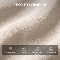 HOMCOM Poltrona Massaggiante e Reclinabile a 160° con Poggiapiedi e Telecomando, 66x91x108 cm, in Ciniglia Bianco Crema(m-7)