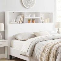 HOMCOM Cabecero de Cama 140 cm con Almacenaje Cabezal de Cama con 4 Compartimentos Abiertos para Dormitorio Blanco(m-2)