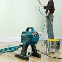 HOMCOM Airless Paint Sprayer, Thinning-Free Electric Paint Spray Gun for Walls, Fences & DIY Projects, 200 Bar High Pressure, 1.5L/min Flow Rate, 7.5m Hose, Indoor & Outdoor Use, Blue(m-10)